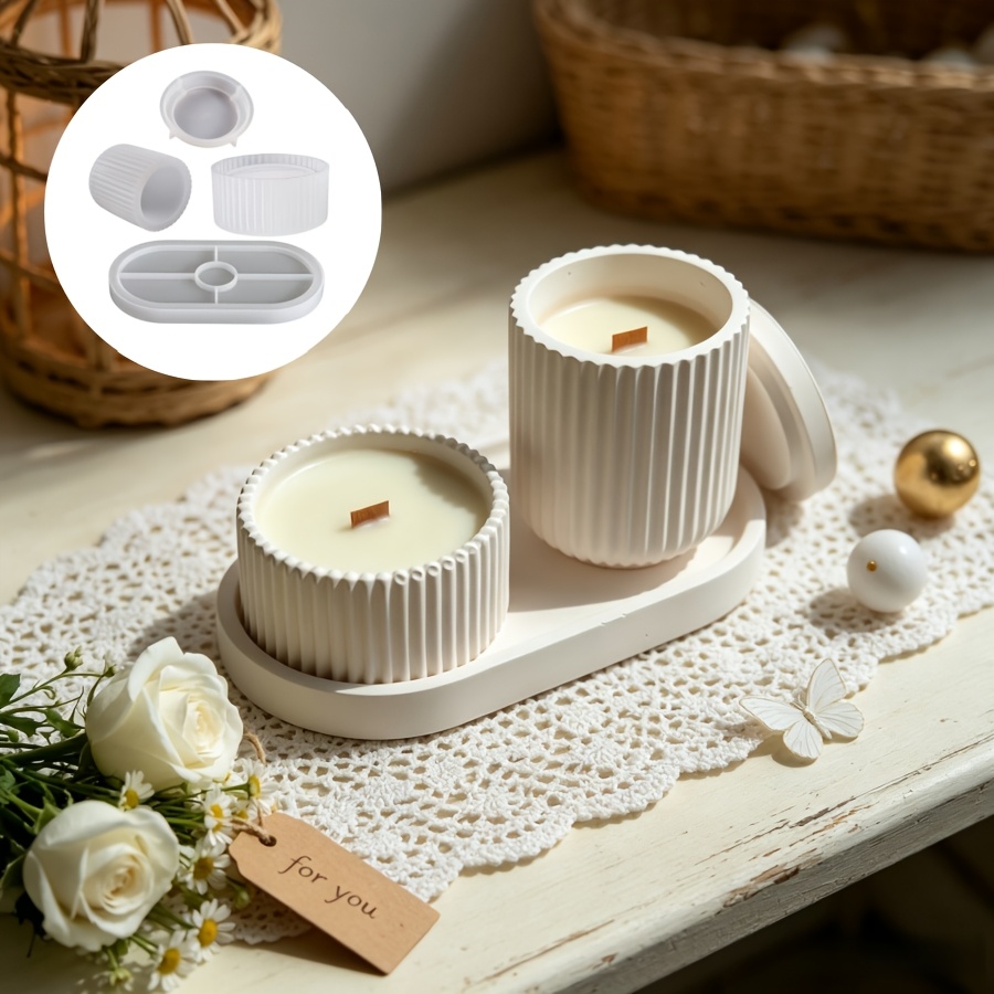 Candle Making Kit Wholesale - silikon kalıp seti, 4 adet çizgili
